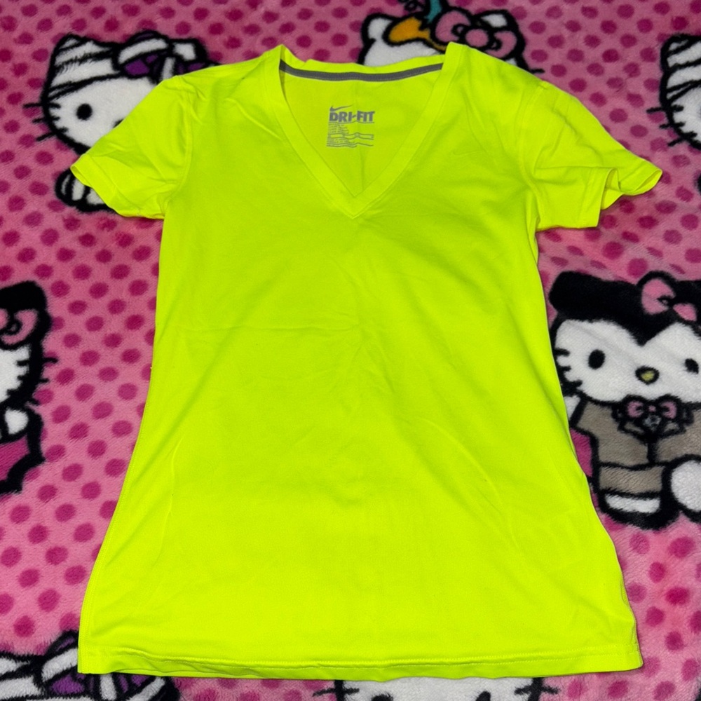 Nike Neon Yellow Dri-Fit V-Neck Tee
